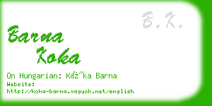 barna koka business card